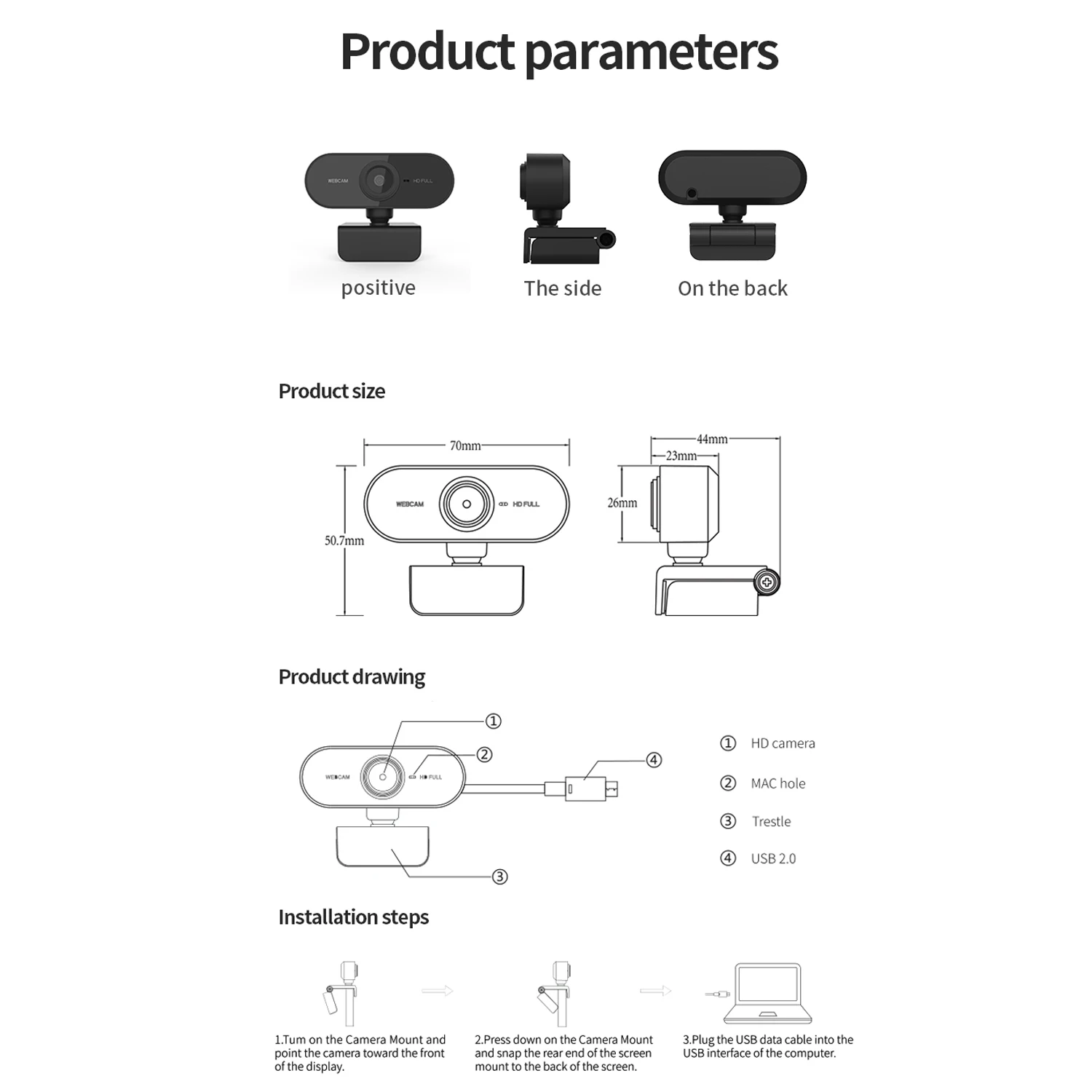 

HD 1080P Webcam Mini Computer PC WebCamera with Microphone Rotatable Cameras for Live Broadcast Video Calling Conference Work
