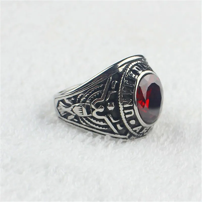 Красный CZ Кристалл Для Мужчин's Нержавеющая сталь США армия кольцо | Украшения