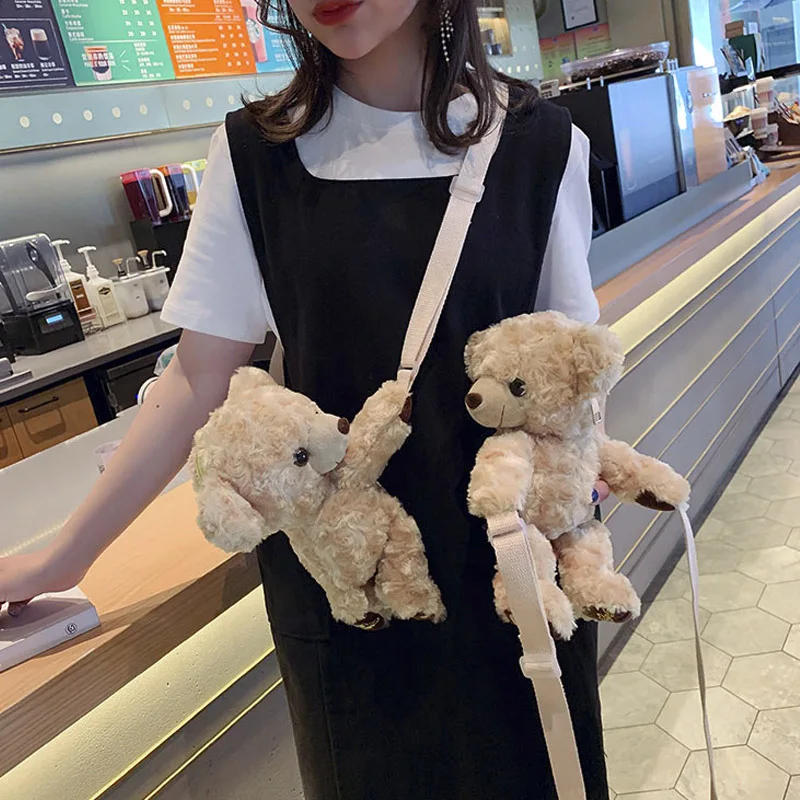 Плюшевые мини-сумки через плечо с плюшевым мишкой для женщин 2019 зимняя сумка