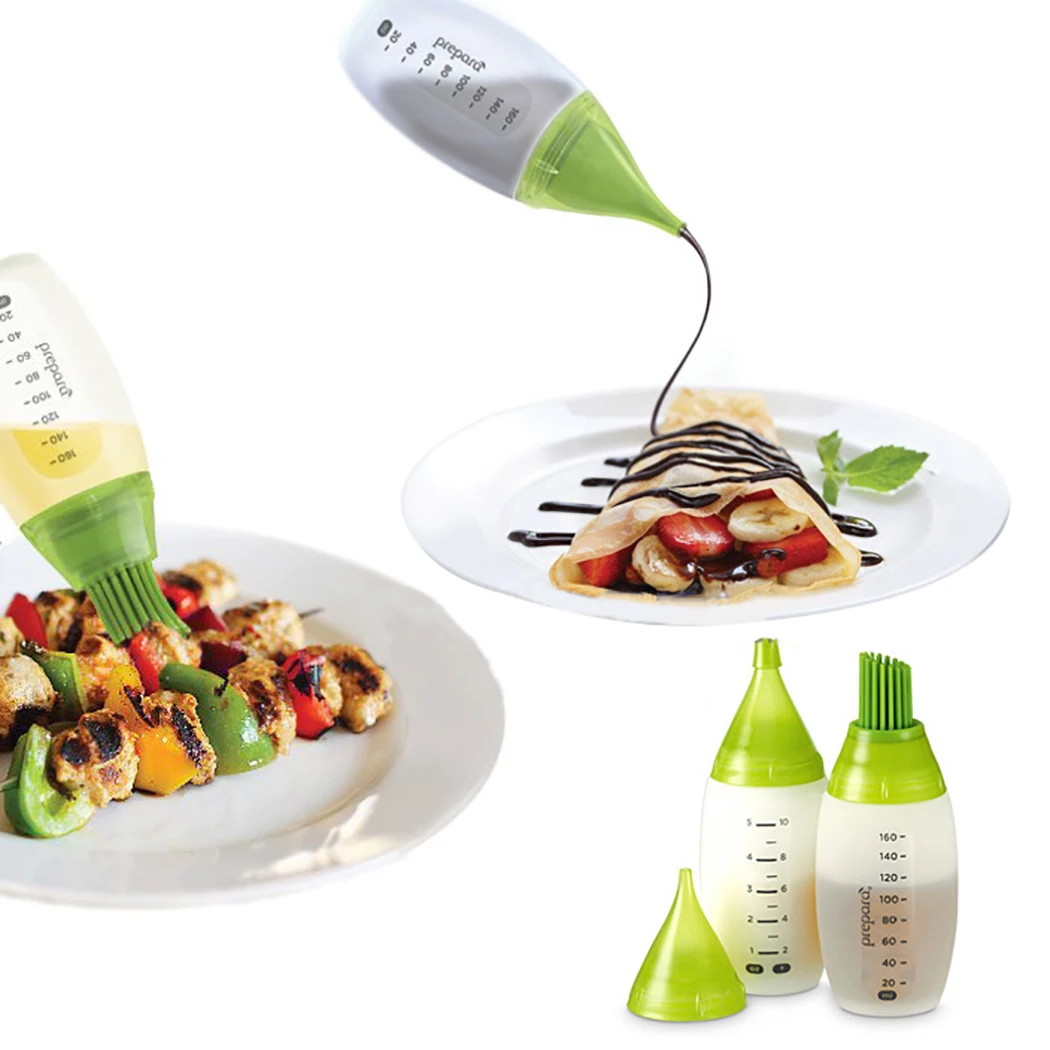 Переносная силиконовая масляная бутылка с кисточкой для гриля, жидкостью, выпечкой, кухонным инструментом для выпечки и барбекю.