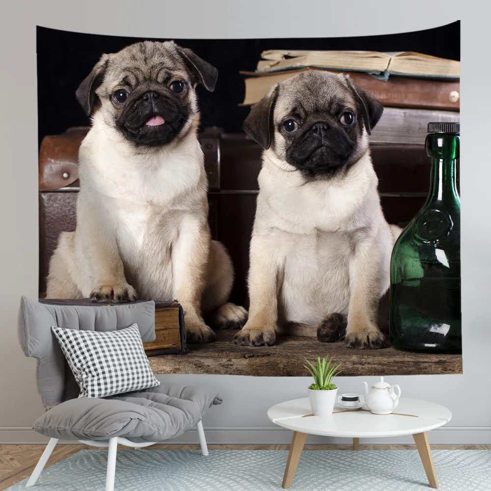 

Pug Dog Tapestry Multicolor Cute Printing Black White Home Wall Decoration Magic Wall Hanging Art Wall Blanket