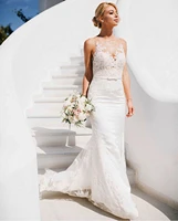 wedding dress mermaid v neck tank lace appliques sashes bow backless sleeveless floor length sweep train gorgeous bride gown new