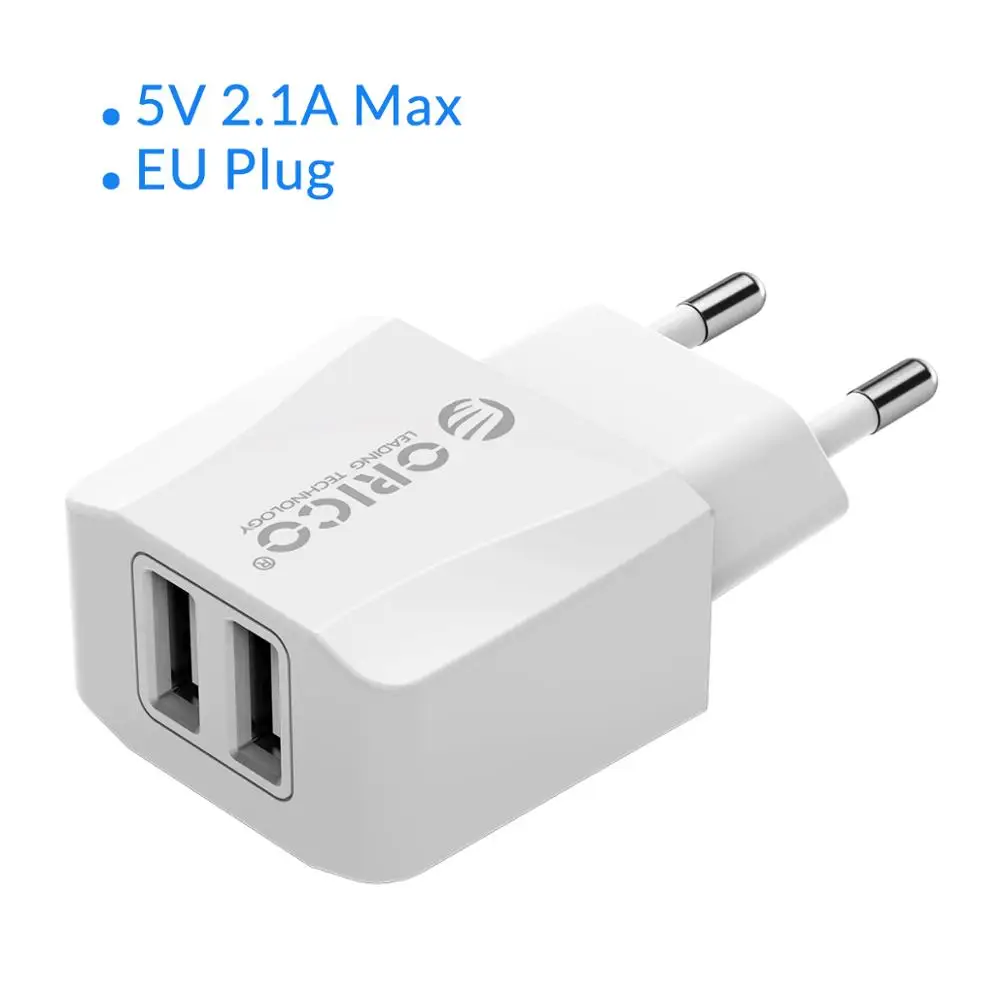 ORICO 5 в 2.1A USB зарядное устройство 2 порта зарядное устройство для iPhone iPad samsung Xiaomi huawei EU зарядное устройство для мобильного телефона - Тип штекера: White
