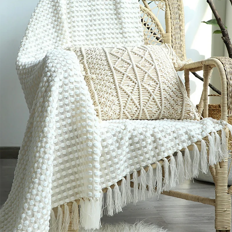 Одеяло вязаное в стиле подарок круглый год для путешествий помещении и на улице