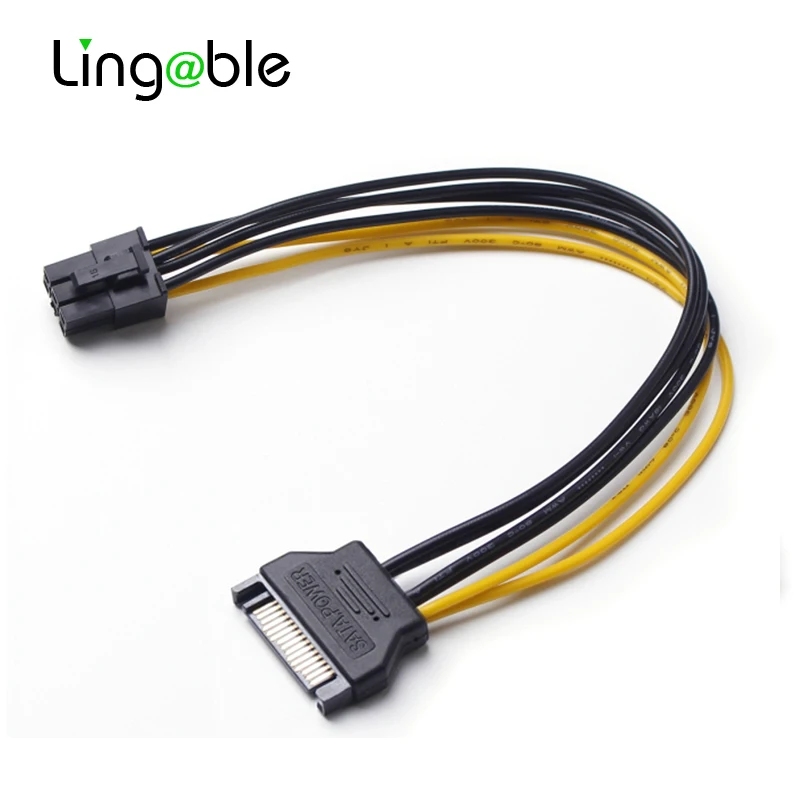 Lingable SATA кабель питания шнур соединитель серии ATA от 15Pin до 6 Pin PCI E M/F фотоадаптер