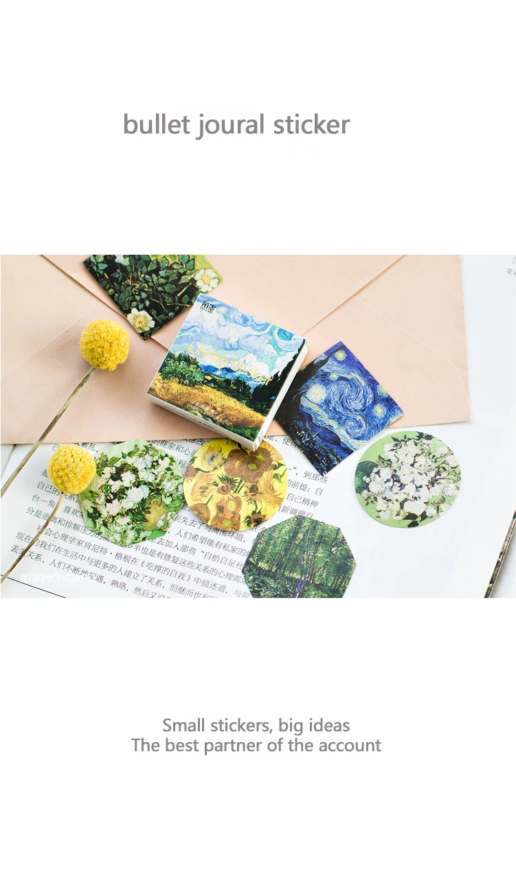 JIANWU 45 листов Kawaii Ван Гог Картина маслом Decoracion bullet Journal наклейки Скрапбукинг милые канцелярские товары офисные принадлежности