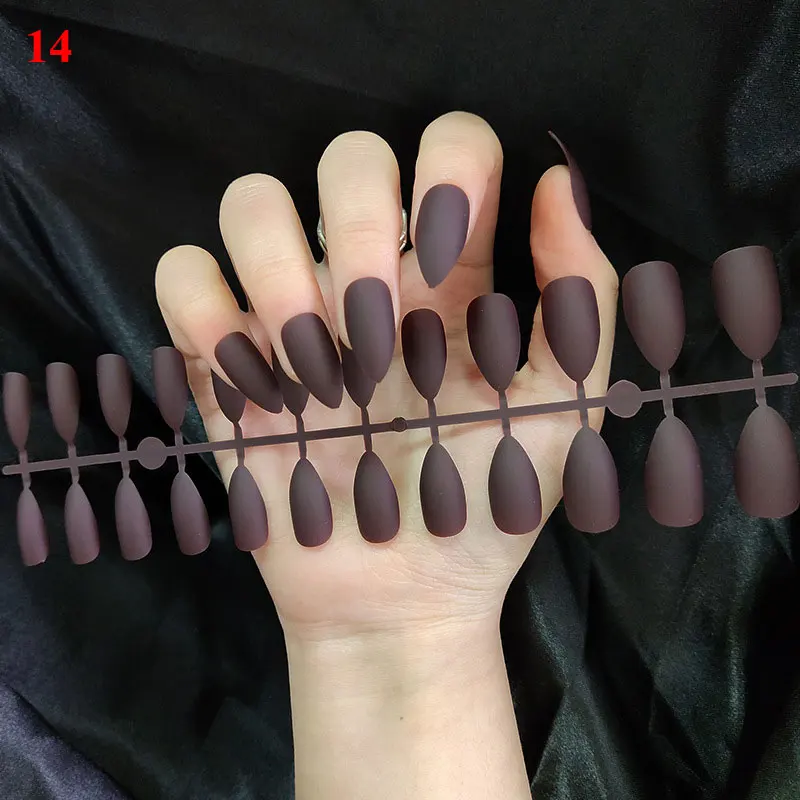 

24 pcs/set Matte Fake Nails Tips Press on Nail Solid Color Full Cover Detachable Ballerina Nail tips for extension manicure