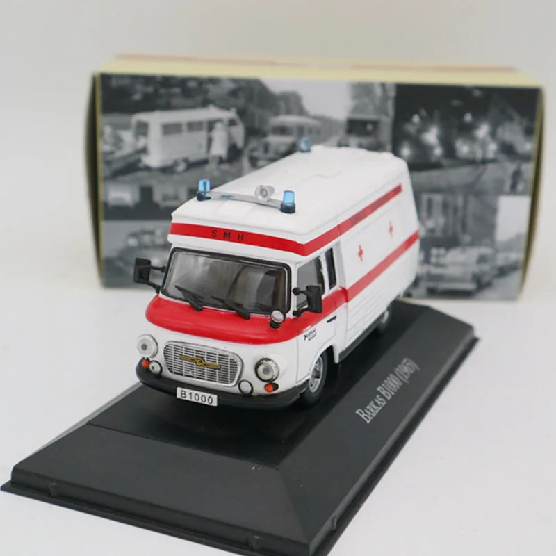 1:43 BARKAS B1000 1965 Больничная спасательная модель скорой помощи машинки, игрушка из сплава, коллекция литых под давлением металлических машин, игрушки для детей