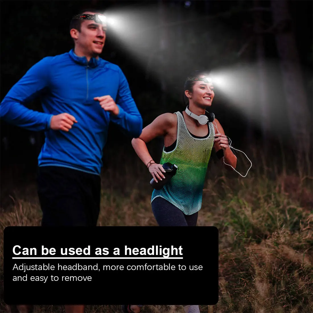 

LED headlight flashlight motion sensor headlight USB rechargeable hands-free built-in battery glare sensor with carrying case