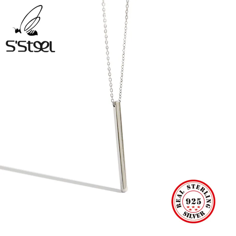

S'STEEL Minimalist 925 Sterling Silver Necklace Geometry Pendant Gifts For Women bijoux femme Gumus Kolye Collane Donna Jewelry