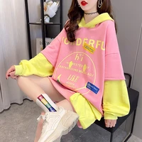 2021 autumn korean fashion letter printed velvet sweatshirt women harajuku fleece hoodie hip hop tops hooded hoodies