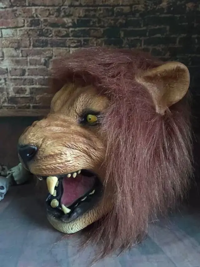 Длинные волосы маска льва Реалистичная голова ужас для Хэллоуина вечерние