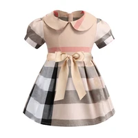 2021 new summer children girls designer dresses kids boutique luxury brand designer wholesale clothes plaid princess dress girl