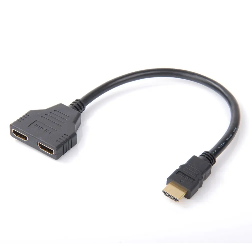 1 в 2 Выход HDMI-совместимый конвертер подключение кабеля шнур двойных порта Y