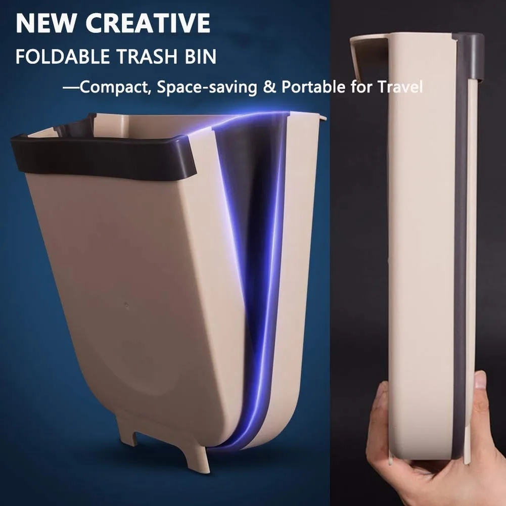 Hanging Trash Can for Kitchen Cabinet Door 9L Collapsible Bin Small Compact Garbage For Home Car Waste | Дом и сад