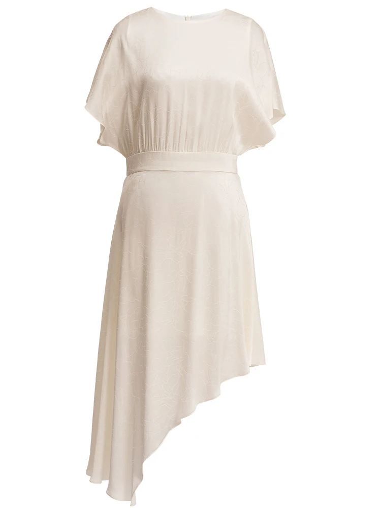 

Elegant Irregular Lady Dress 2020 Summer New Elegant White Short Sleeve A- line Dress
