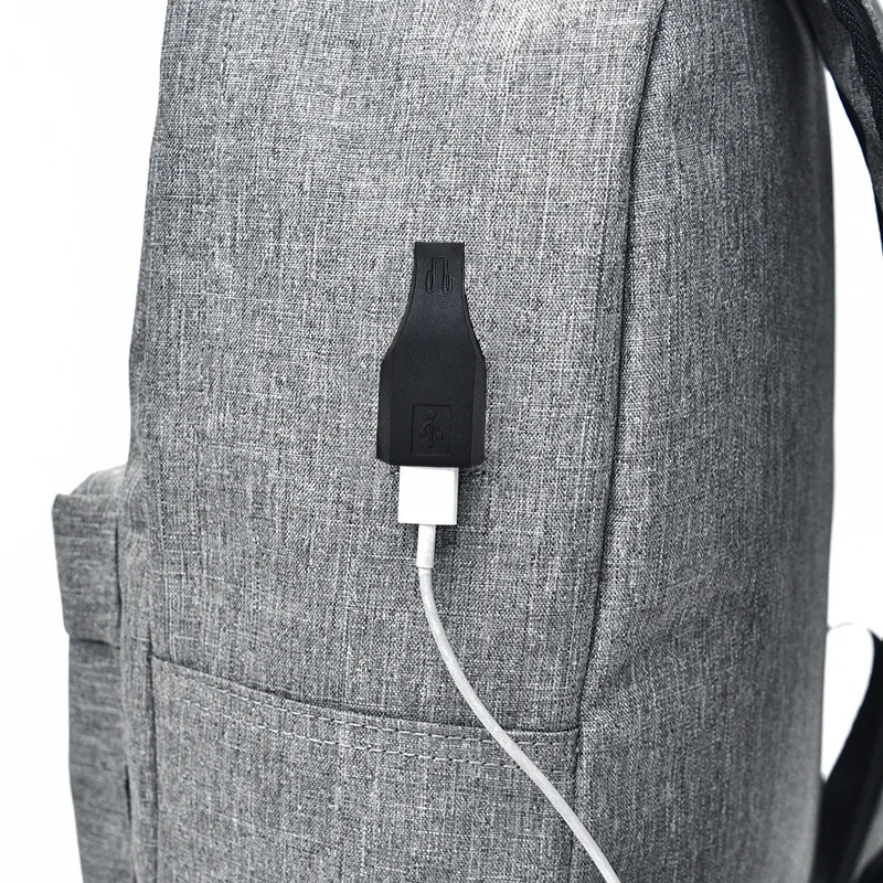 Женский рюкзак школьная сумка Холщовый мужской с usb-зарядкой школьные рюкзаки