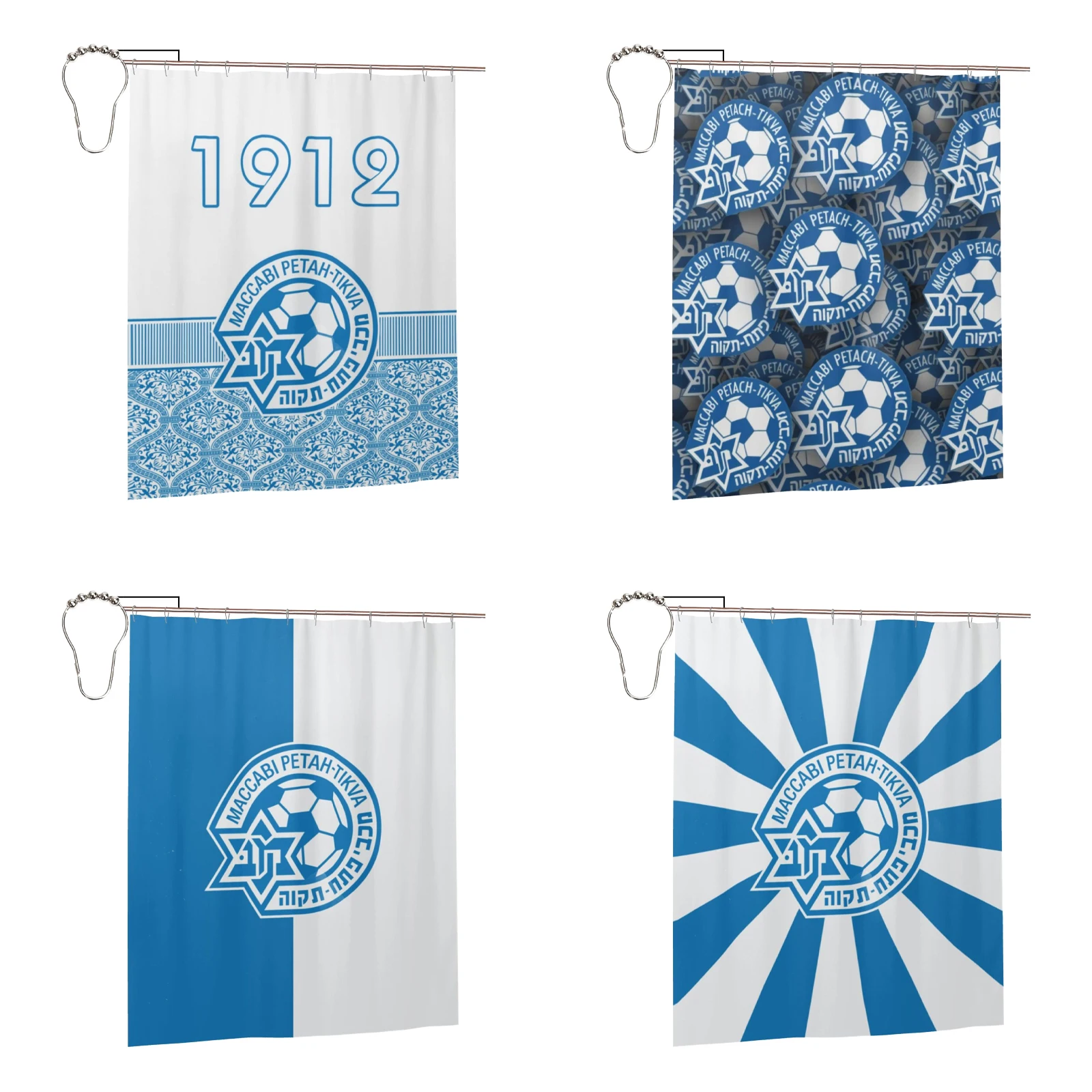 

Israel Maccabi Petah Tikva Fc Shower Curtain for Bathroom Bathtub Fabric Curtains Decoration Waterproof Durable with Hooks