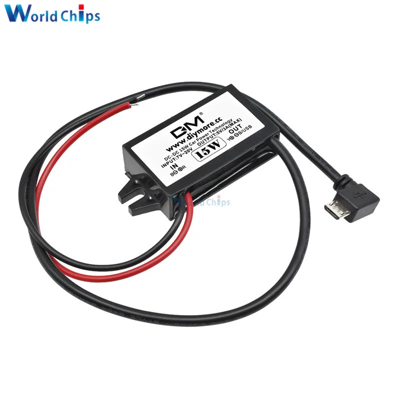 DC от 12 В до 5 пост 3A конвертер для ступенчатого понижения Питание модуль Micro USB DC/DC