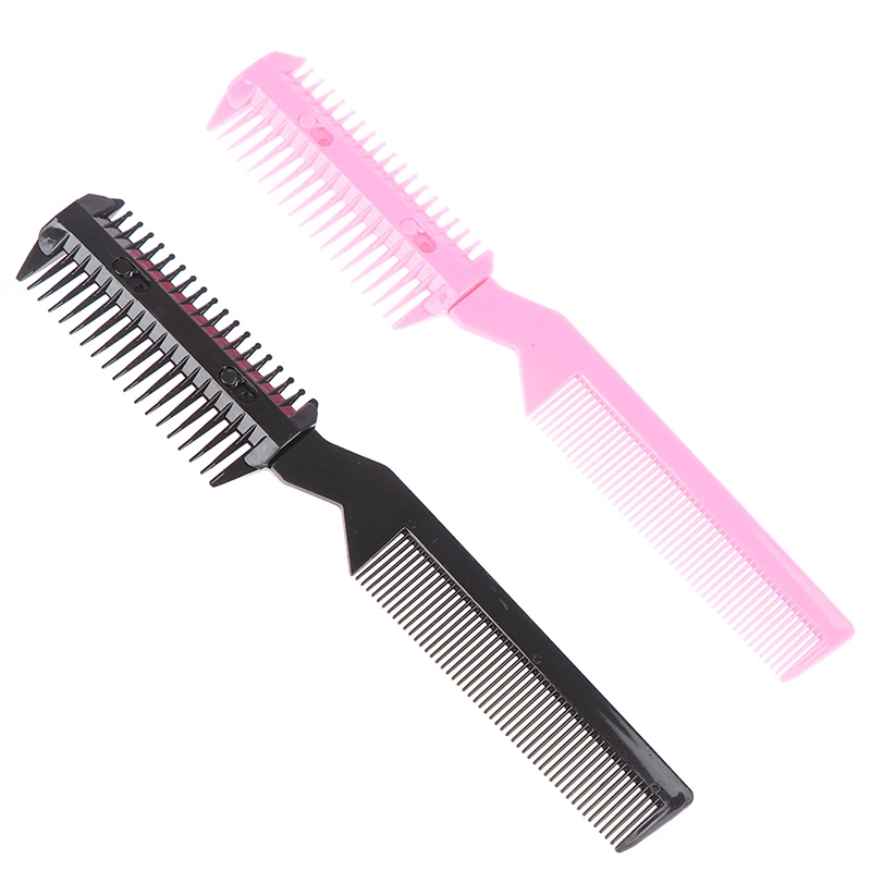 

1Pc Double Sides Hair Razor Comb With 2 Removable Blades Hair Cutting Thinning Shaper Haircut Grooming Hair Trimmer Styling Tool