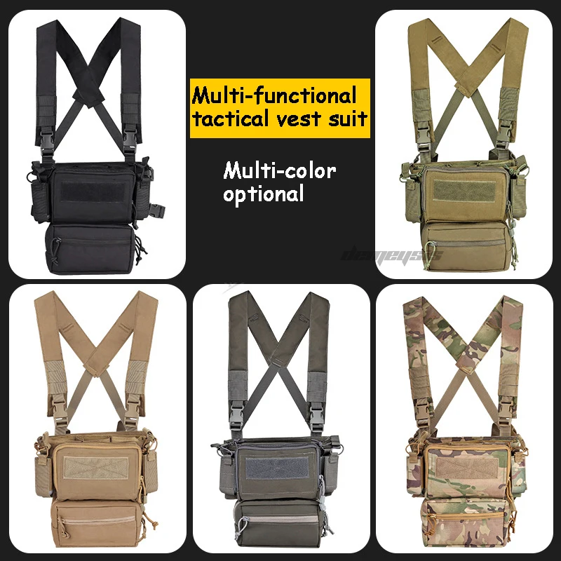 Тактический боевой жилет Molle военный для страйкбола съемная Тройная сумка