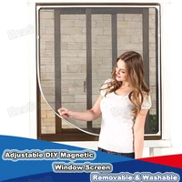 70 cm width adjustable magnetic window screen for window anti mosquito net mesh with full frame with easy diy installati
