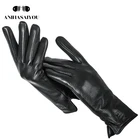 Новые Замшевые Кожаные Перчатки черные женские кожаные перчатки высокого качества натуральная кожа перчатки женские зимние женские кожаные перчатки-lpgb