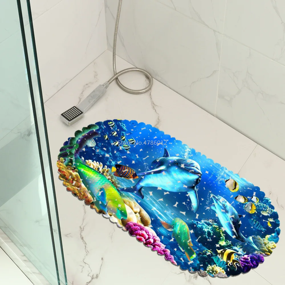 

Underwater World Bathroom Mat Bath Room Mat PVC Non-slip Mat Waterproof Suction Cup Mat Foot Mat