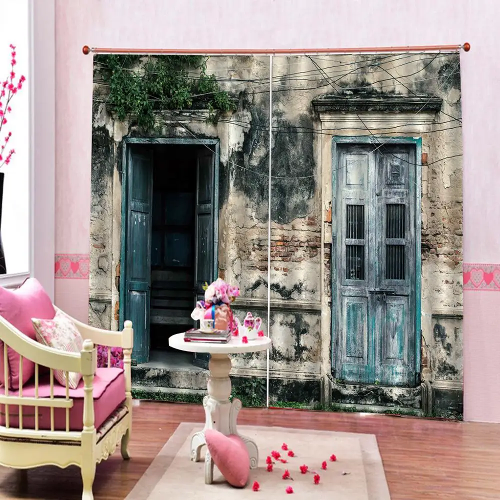 

retro house curtains 3D Curtain Printing Blockout Polyester Photo Drapes Fabric For Room Bedroom