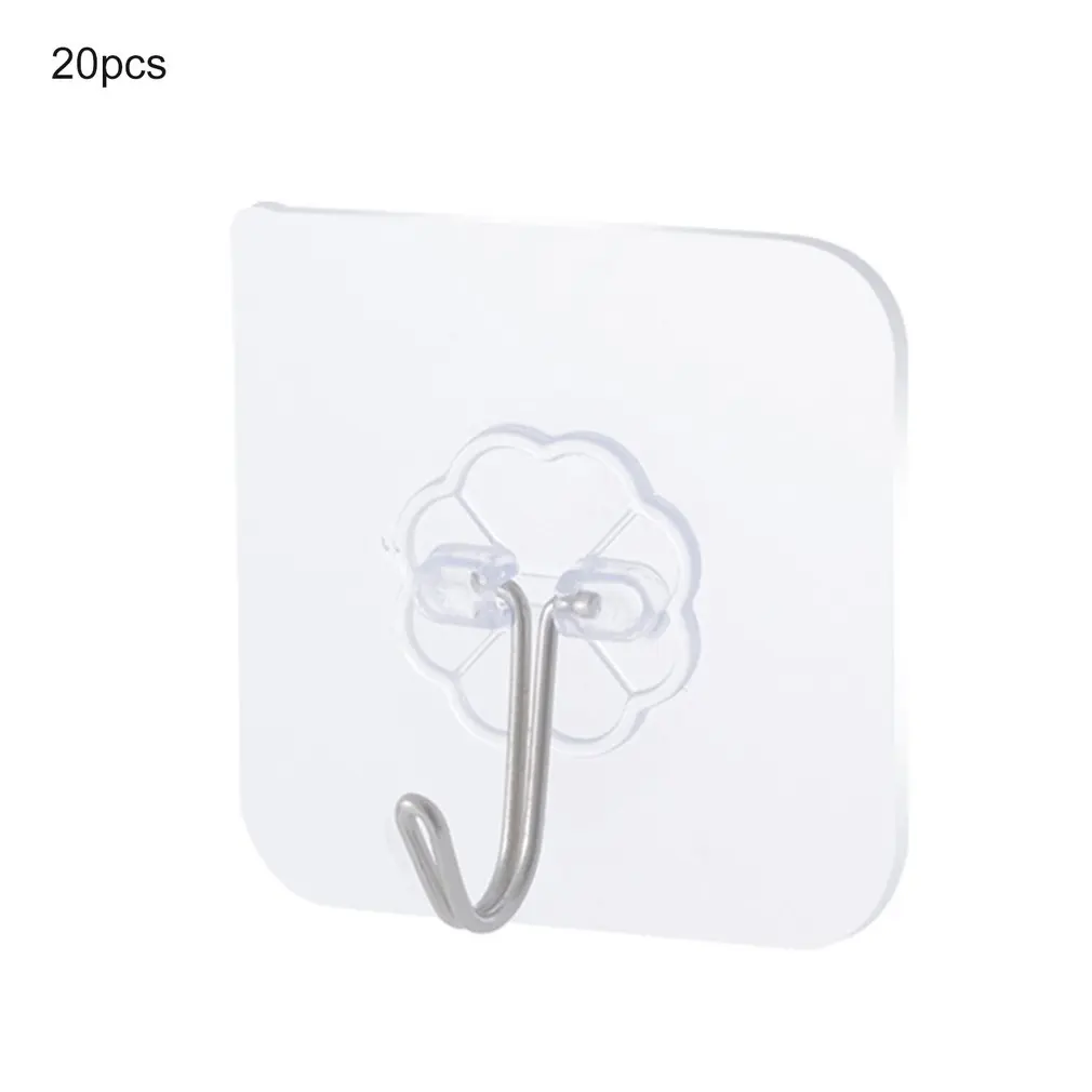 

20pcs Clear Self Adhesive Door Wall Hangers Heavy Duty Suction Hooks Hangers