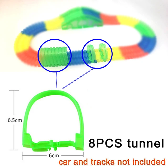 8 pcs tunnel Гоночный изгиб рельсовый Трек светодиодный электронный флэш-светильник Автомобиль DIY игрушка детский подарок железная дорога волшебный светящийся гибкий трек автомобиль игрушки для детей - Цвет: 8 pcs tunnel