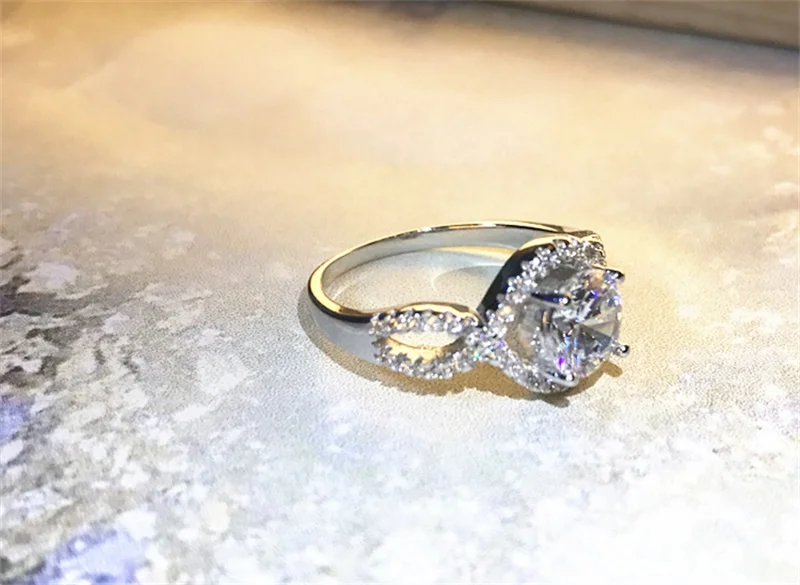 Cross 925 silver ring finger Fashion 1ct round Simulated Diamond CZ Rings for Women | Украшения и аксессуары