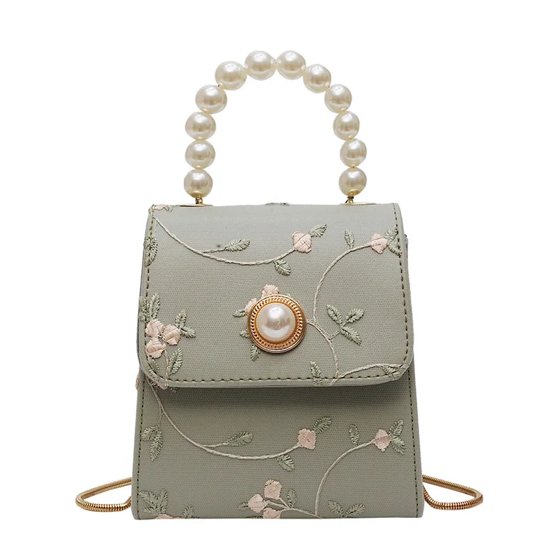 

Women's bag 2020 new summer lace flower mobile phone bag fresh sweet chain pearl bag