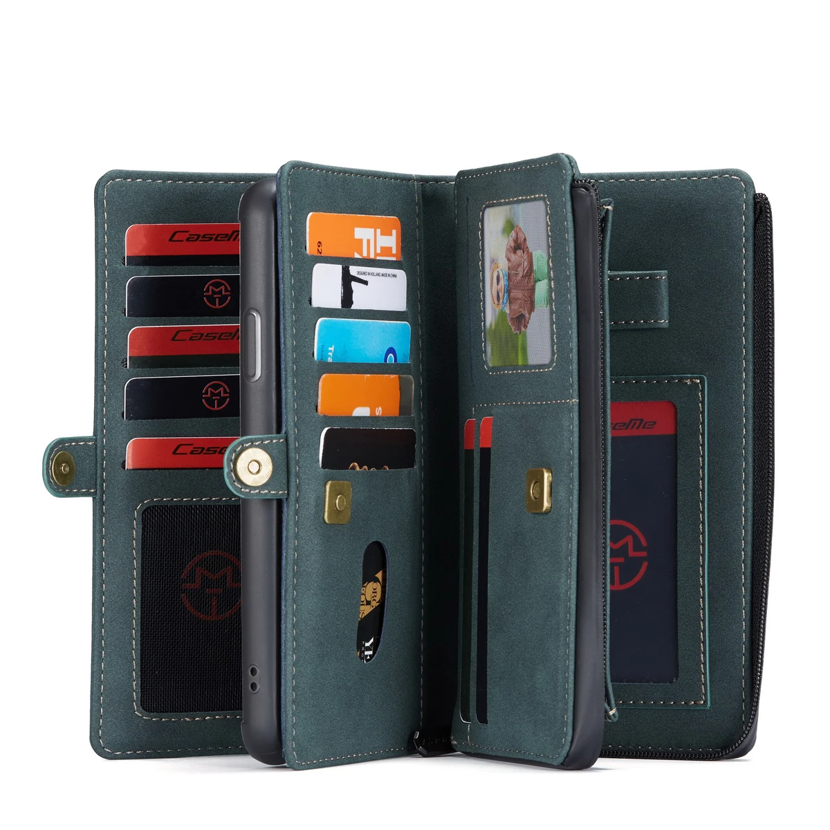 

Luxury Zipper Wallet For iphone 11 12 Pro Max X XS XR 7 8 Plus SE 2020 Leather Case Car Magnetic Removable Card holder Cover