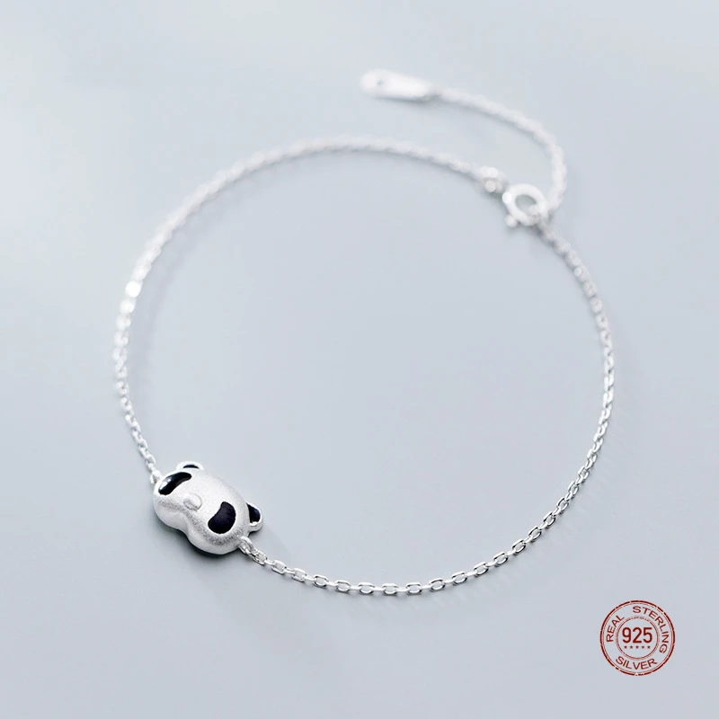 

LKO New Arrive Fashion Silver 925 Simple Cute Panda Bead Bracelet for Women S925 Romantic Sweet Bracelet for Girls Gift