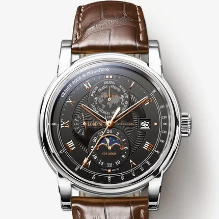 automatic watch p1 Мужские наручные часы, мужские автоматические часы LOBINNI, водонепроницаемые мужские механические наручные часы erkek kol saati, лучший бренд класса люкс - Цвет: automatic watch p1