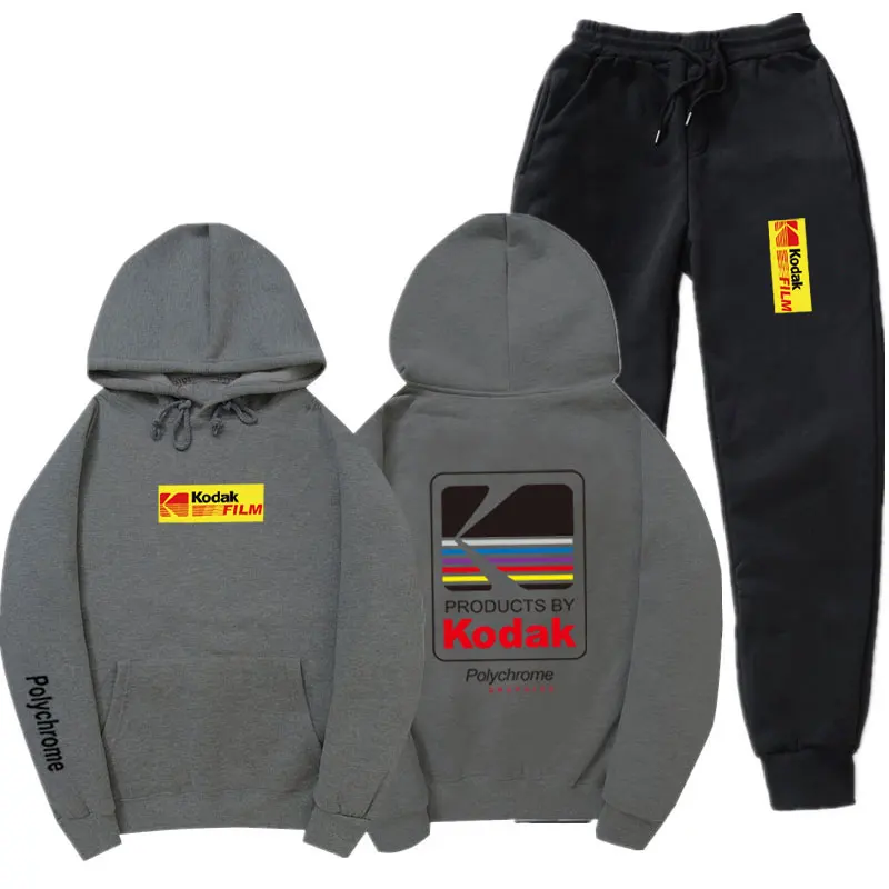 Dark gray MK98 Японский уличная Толстовка Комплект Спортивный костюм для мужчин термальная спортивная одежда наборы Kodak толстовки и брюки Повседневный свитер спортивный костюм - Цвет: Dark gray MK98