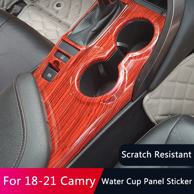 

QHCP Car Gear Panel Cover Trims Center Console ABS Water Cup Holder Covers Decorative Sticker For Toyota Camry 18-20 Accessories