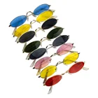 Солнцезащитные очки овальные женские в стиле ретро, небольшие, в винтажном стиле, с защитой от ультрафиолета, в металлической оправе, модные дизайнерские, 1 шт.