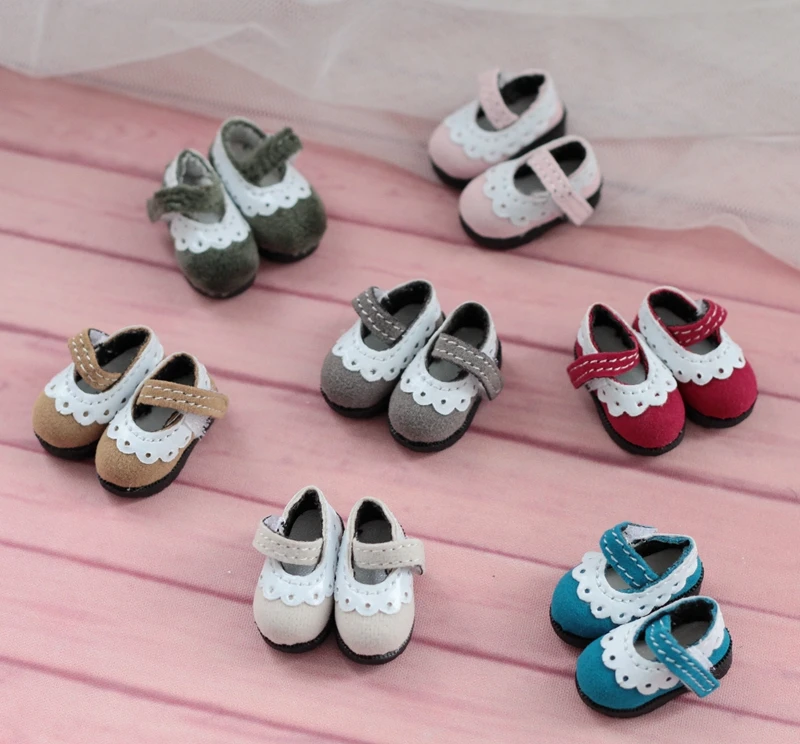 

New 1/8 BJD obitsu blythe Doll red/pink/blueblack Lace Single bowknot shoes