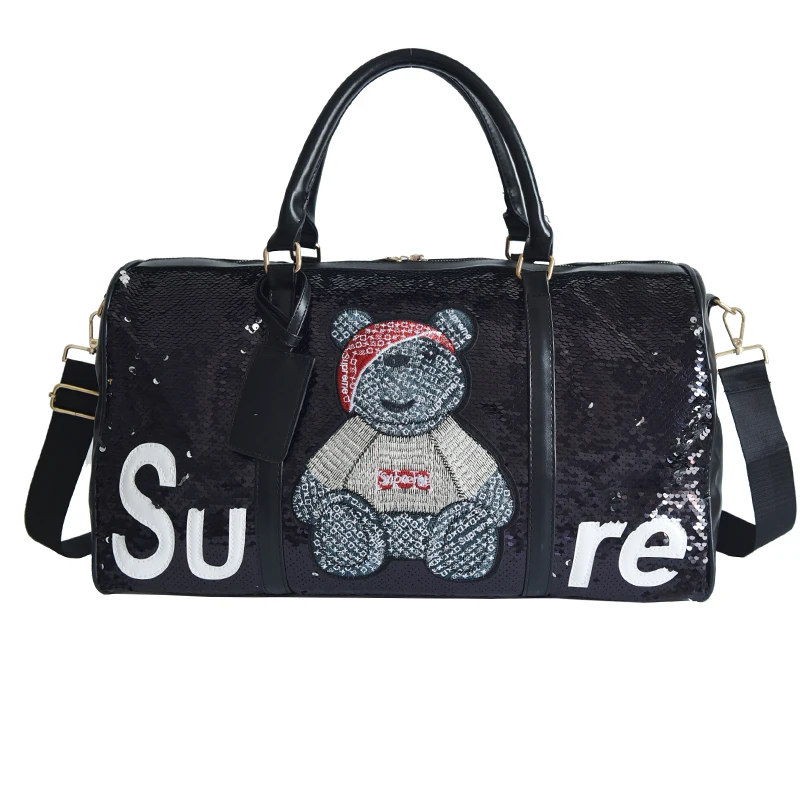 

Fashion large capacity Sequin bear pattern Handbag travel bag luxury designer handbag High quality bags for women bolso mujer