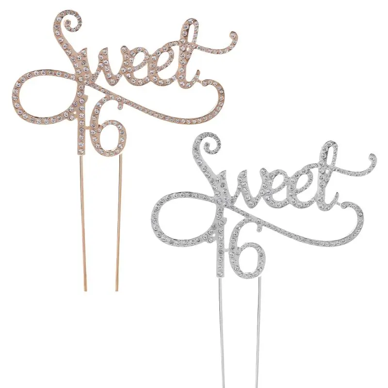 

Sweet 16 Cake Topper 16th Birthday Party Themes With Rhinestone Decoration Anniversary Supplies