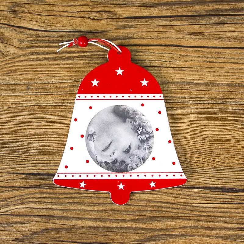 Bell Рождественские украшения для дома DIY деревянная подвесная фоторамка Jingle подвеска-колокольчик современные фоторамки Новогодние украшения - Цвет: Bell