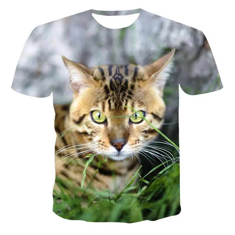 

2021 new hot sale summer top 3D printed cat series short sleeve T-shirt factory direct sales