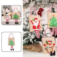 fabric sturdy santa claus christmas cookie pouch ultra durable xmas cookie bag decorative party supplies
