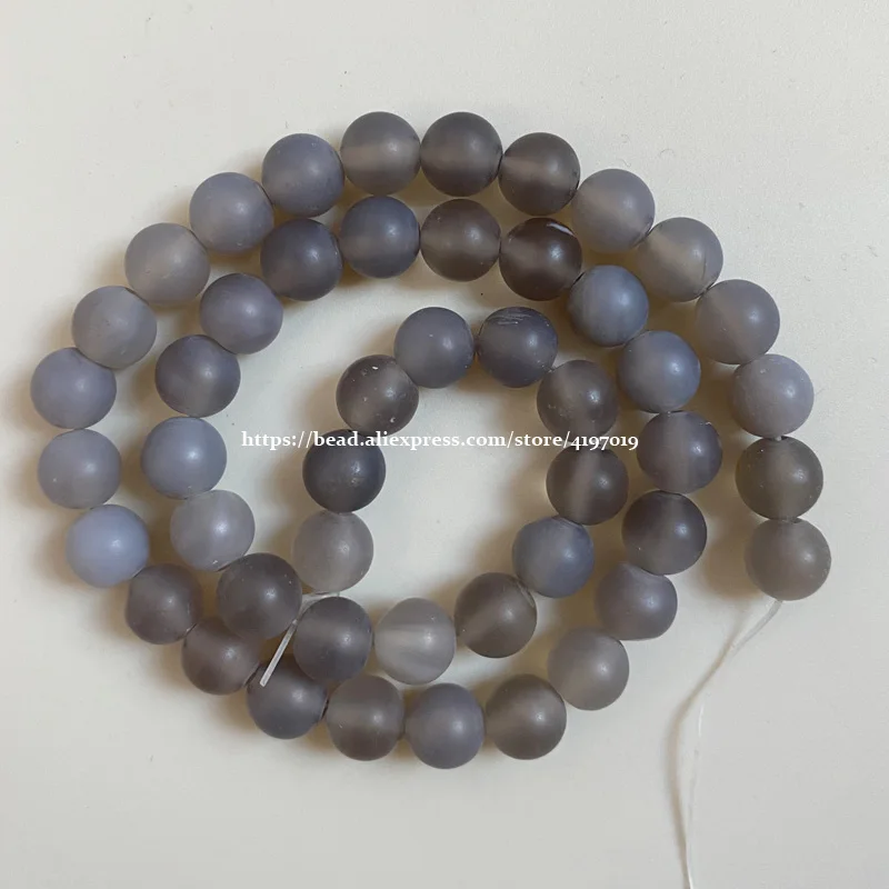 

Free Shipping 15" Natural Stone Matte Grey Agate Round Loose Beads 6 8 10 MM Pick Size