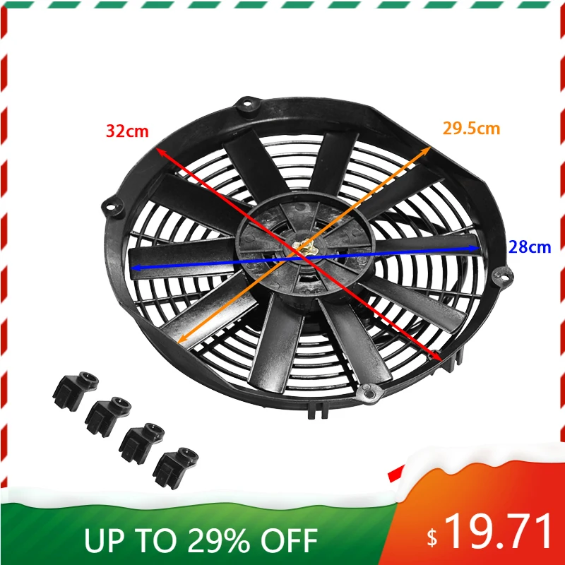 

Universal 8/9/10/12/14 Inch 12V 80W 2100RPM Car Air Conditioning Electronic Cooling Fan Straight Black Blade Electric Cool Kit