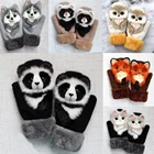 Новые женские зимние перчатки для девушек, уличные плотные теплые варежки с 3D мультяшным котом, утепленные перчатки для мужчин и женщин, рождественские подарки