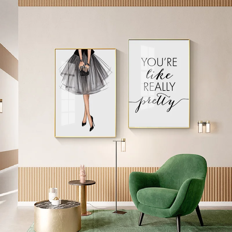 

Fashion Girl Canvas Poster Nordic style Wall Art Print Painting Beauty Quotes Decorative Picture Modern Home Decoration