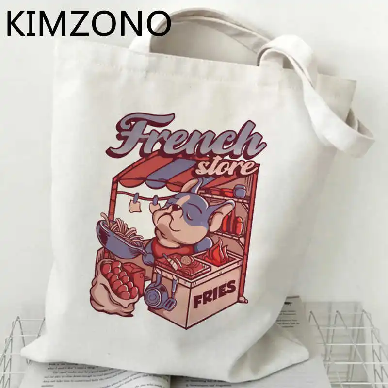

French Bulldog shopping bag shopping canvas handbag reusable bag boodschappentas ecobag bolsa compra bolsas reutilizables cabas